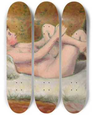 Triptych art skateboard deck of Federico Zandomeneghi Cnu Ouch by Federico Zandomeneghi (1841-1917)