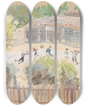 Triptych art skateboard deck of Zygmunt Waliszewski School Backyard by Zygmunt Waliszewski (1897-1936)