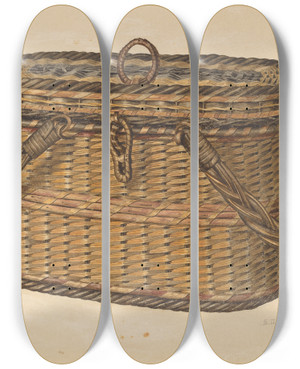 Triptych art skateboard deck of Samuel O Klein Cap Basket by Samuel O Klein