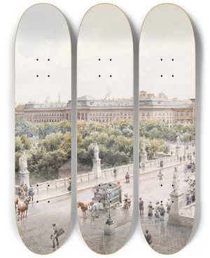 Triptych art skateboard deck of Richard Moser Wien Elisabethbrcke by Richard Moser (1874-1924)