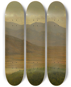Triptych art skateboard deck of Frederic Edwin Church Landscape Vii by Frederic Edwin Church (1826-1900)