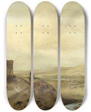 Triptych art skateboard deck of Philips Wouwerman Rider In The Dunes by Philips Wouwerman (1619-1668)