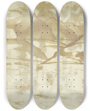 Triptych art skateboard deck of Gaspard Dughet Mountain Landscape by Gaspard Dughet (1615-1675)