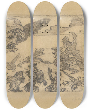 Triptych art skateboard deck of James Ensor Het Spook_2 by James Ensor (1860-1949)