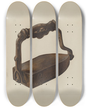 Triptych art skateboard deck of Ar Tolman Iron by A R Tolman