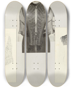 Triptych art skateboard deck of American 20Th Century Tracing Technique by American 20Th Century