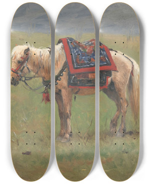 Triptych art skateboard deck of Vasily Vereshchagin Himalayan Ponies by Vasily Vereshchagin (1842-1904)