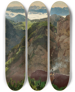 Triptych art skateboard deck of Carl Julius Emil Ludwig Wendelstein by Carl Julius Emil Ludwig (1839-1901)
