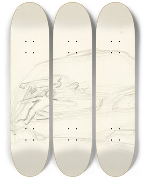 Triptych art skateboard deck of Kai Nielsen Sten Med Relief by Kai Nielsen (1882-1924)