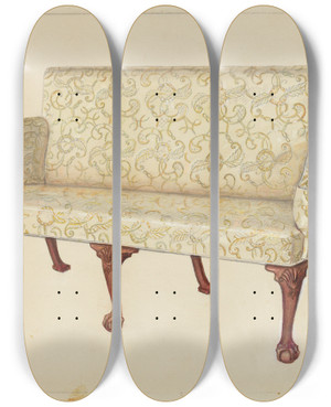 Triptych art skateboard deck of American 20Th Century Sofa_2 by American 20Th Century