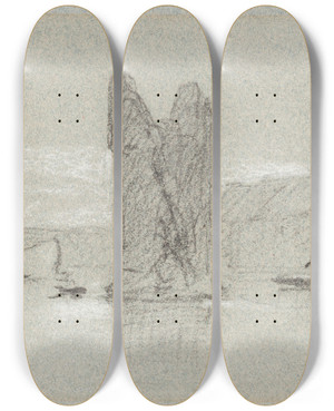 Triptych art skateboard deck of John Sell Cotman The Devils Tower by John Sell Cotman (1782-1842)