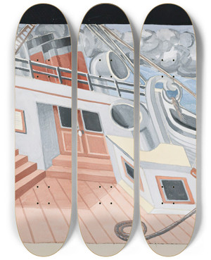 Triptych art skateboard deck of Juan Gris Le Pont Dun Transat by Juan Gris (1887-1927)