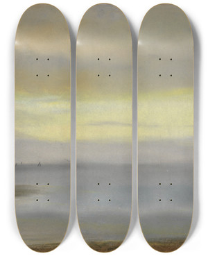 Triptych art skateboard deck of Edgar Degas Marine Soleil Couchant by Edgar Degas (1834-1917)