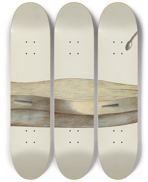 Triptych art skateboard deck of Margaret Stottlemeyer Ice Skate by Margaret Stottlemeyer
