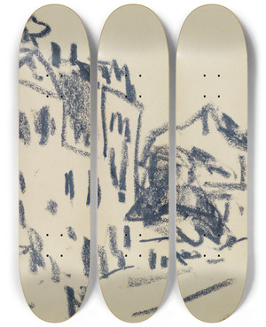 Triptych art skateboard deck of Ernst Ludwig Kirchner Strae In Dresden by Ernst Ludwig Kirchner (1880-1938)