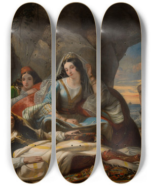 Triptych art skateboard deck of Marcel Saunier Don Juan Et Hade by Marcel Saunier (19-)