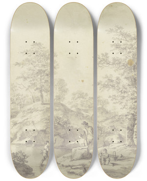 Triptych art skateboard deck of Caspar Schneider Sketches Of Figures by Caspar Schneider