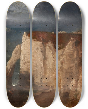 Triptych art skateboard deck of George Inness Tretat by George Inness (1825-1894)