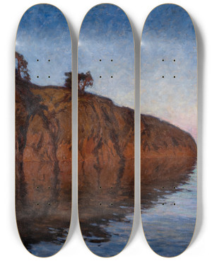Triptych art skateboard deck of Gottfrid Kallstenius At Twilight by Gottfrid Kallstenius (1861-1943)