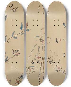 Triptych art skateboard deck of Michael Lauretano Free Hand Decorated Wall Detail by Michael Lauretano