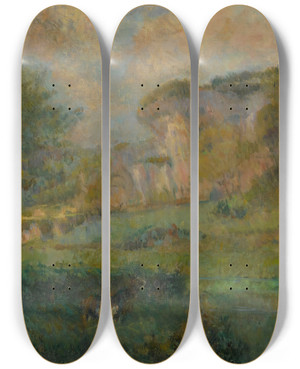 Triptych art skateboard deck of Albert Lebourg Paysage by Albert Lebourg (1849-1928)