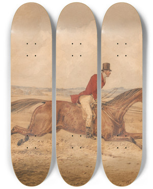 Triptych art skateboard deck of Henry Thomas Alken Going Along A Slapping Pace by Henry Thomas Alken (1785-1851)