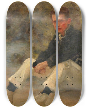 Triptych art skateboard deck of Henry Scott Tuke A Young Sailor_1 by Henry Scott Tuke (1858-1929)