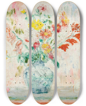 Triptych art skateboard deck of James Ensor Fleurs Et Coquilles by James Ensor (1860-1949)