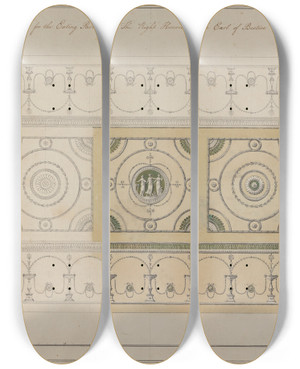 Triptych art skateboard deck of Robert Adam Headfort House Ireland Eating Parlor Ceiling by Robert Adam (1728-1792)