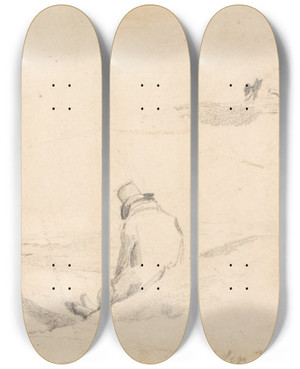 Triptych art skateboard deck of John Constable Hampstead Heath_2 by John Constable (1776-1837)