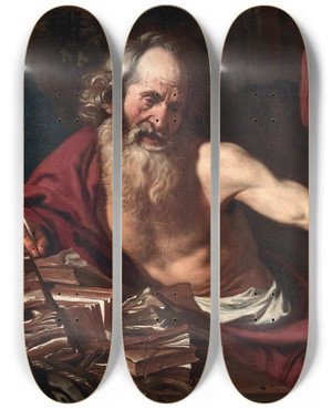Triptych art skateboard deck of Joost Van De Hamme Saint Jerome by Joost Van de Hamme (1630-1657)