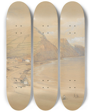 Triptych art skateboard deck of David Roberts Sidmouth by David Roberts (1796-1864)