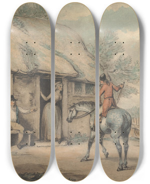 Triptych art skateboard deck of Samuel Howitt Going Home_2 by Samuel Howitt (1756-1822)