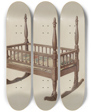 Triptych art skateboard deck of Pearl Davis Cradle_1 by Pearl Davis