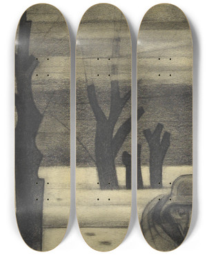 Triptych art skateboard deck of Karl Wiener Winter by Karl Wiener (1901-1949)