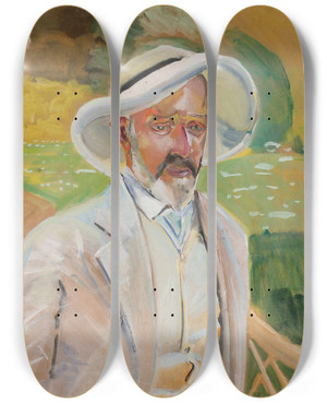 Triptych art skateboard deck of Jacek Malczewski Selfportrait_5 by Jacek Malczewski (1854-1929)