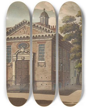 Triptych art skateboard deck of Samuel Ireland Lions Inn_1 by Samuel Ireland (1744-1800)