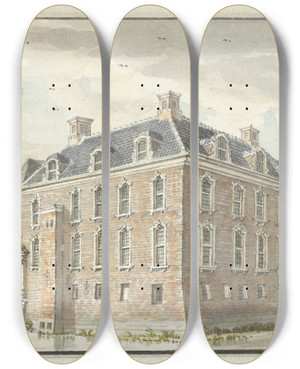 Triptych art skateboard deck of Jan De Beijer Het Huis Te Baek by Jan de Beijer (1703-1780)