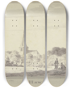Triptych art skateboard deck of Cornelis Pronk Haw by Cornelis Pronk (1691-1759)