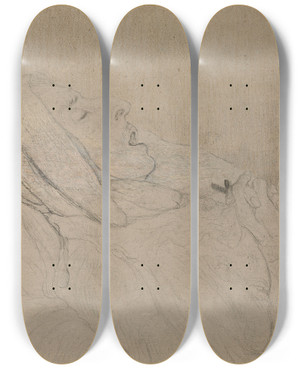 Triptych art skateboard deck of James Ensor My Dead Mother by James Ensor (1860-1949)