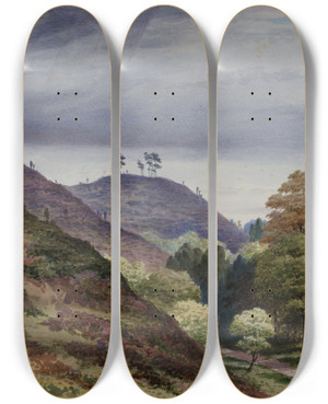 Triptych art skateboard deck of Elijah Walton Cofton Hill by Elijah Walton (1832-1880)
