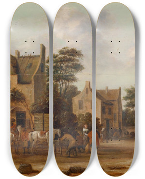Triptych art skateboard deck of Thomas Heeremans Dorfstrae by Thomas Heeremans (1641-1694)