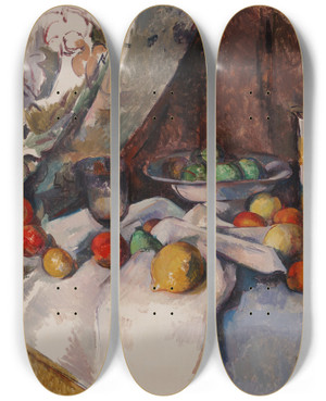 Triptych art skateboard deck of Paul Czanne Still Life With Apples_1 by Paul Cezanne (1839-1906)