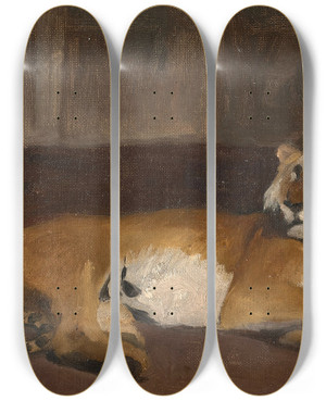 Triptych art skateboard deck of Auguste Lanon Tigre Allong by Auguste Lancon