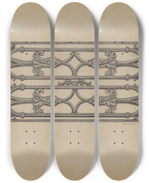 Triptych art skateboard deck of Austin L Davison Window Grille_1 by Austin L Davison