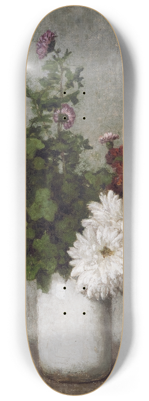 Henri Fantin-Latour - Flower Still Life, Autumn Chrysanthemums In A White Vase 8.25 inch art skate deck