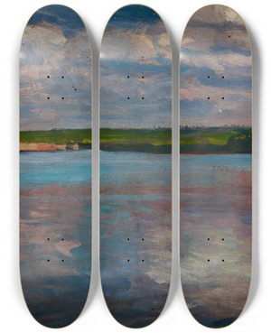 Triptych art skateboard deck of Jan Stanislawski Water In The Sun by Jan Stanislawski (1860-1907)