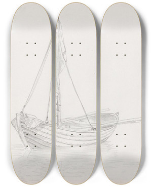 Triptych art skateboard deck of Adolph Tidemand Bt Arild_2 by Adolph Tidemand (1814-1876)