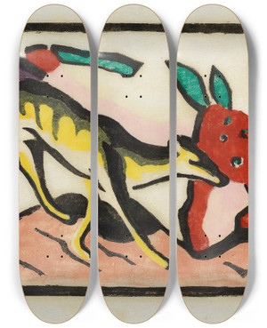 Triptych art skateboard deck of Franz Marc Fabeltier by Franz Marc (1880-1916)