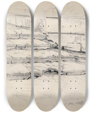 Triptych art skateboard deck of Santiago Rusiol Study Of Steps by Santiago Rusinol (1861-1931)